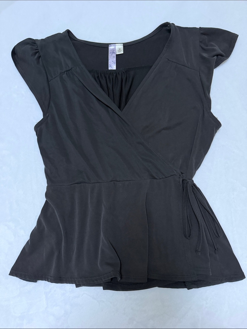 Black Wrap-Style Women's Top - Brand: Unknown